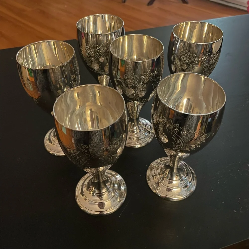 Vintage Silver Plated Wine Goblets - Picture 2 of 7